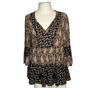 DR2 by Daniel Rainn boho paisley and floral print flowy multicolor blouse size S